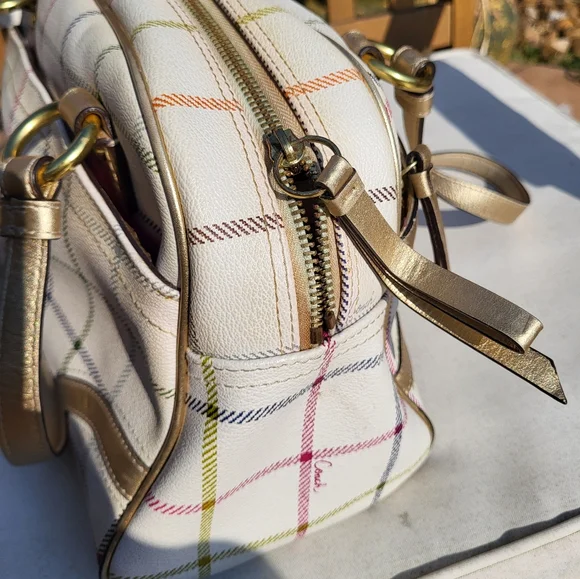 Coach Peyton Tattersall Plaid Satchel F19177 Shoulder Bag Purse - Picture 7 of 14